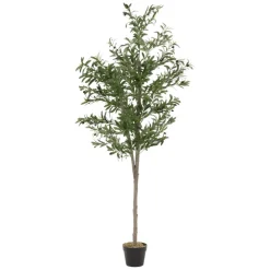 Künstlicher Olivenbaum 180 cm Kunstpflanze mit Naturholzstamm und Früchten ML-Design