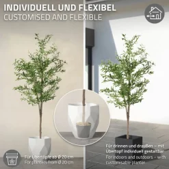 Künstlicher Olivenbaum 180 cm Kunstpflanze mit Naturholzstamm und Früchten ML-Design