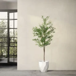 Künstlicher Olivenbaum 180 cm Kunstpflanze mit Naturholzstamm und Früchten ML-Design