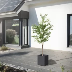Künstlicher Olivenbaum 180 cm Kunstpflanze mit Naturholzstamm und Früchten ML-Design