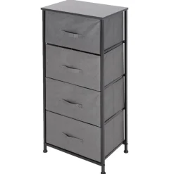 Kommode mit 4 Schubladen 45x30x94 cm Grau aus MDF ML-Design