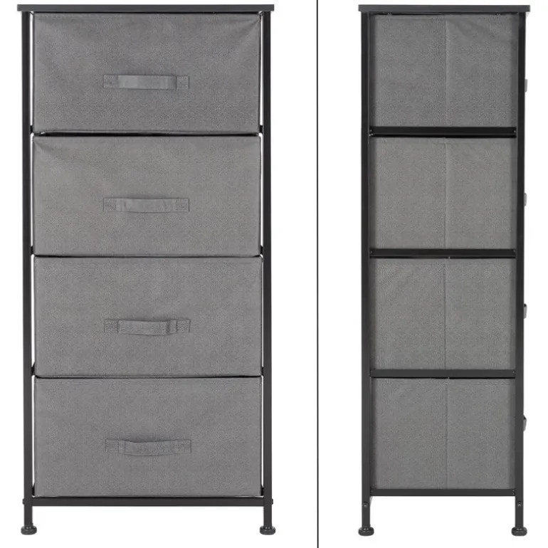 Kommode mit 4 Schubladen 45x30x94 cm Grau aus MDF ML-Design