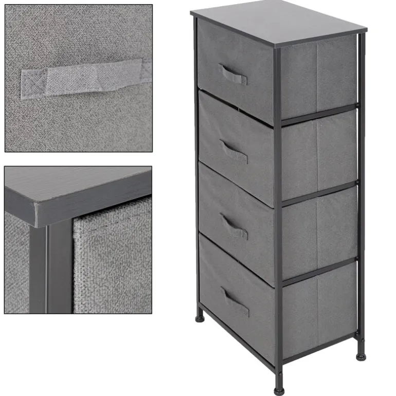 Kommode mit 4 Schubladen 45x30x94 cm Grau aus MDF ML-Design