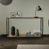 Konsolentisch 120x75 cm mit Eiche-Rustikal Dekor und Stahlgestell in Schwarz Flurtisch  ML-Design