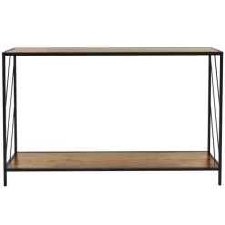 Konsolentisch 120x75 cm mit Eiche-Rustikal Dekor und Stahlgestell in Schwarz Flurtisch  ML-Design