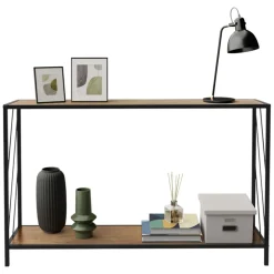 Konsolentisch 120x75 cm mit Eiche-Rustikal Dekor und Stahlgestell in Schwarz Flurtisch  ML-Design