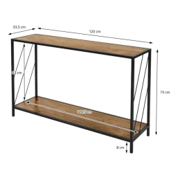 Konsolentisch 120x75 cm mit Eiche-Rustikal Dekor und Stahlgestell in Schwarz Flurtisch  ML-Design