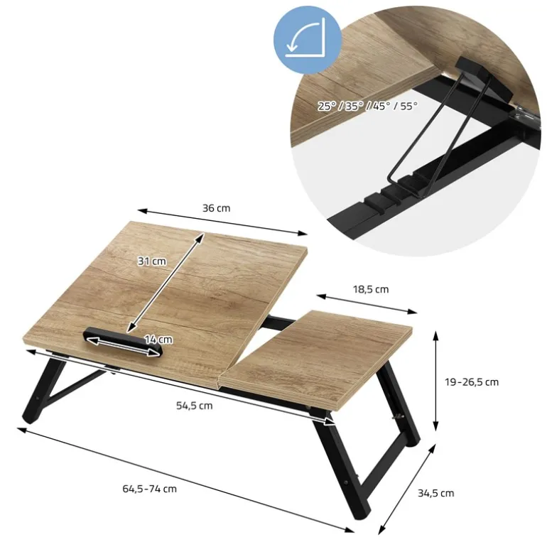 Laptoptisch fürs Bett oder Sofa Eiche aus Holz ML-Design