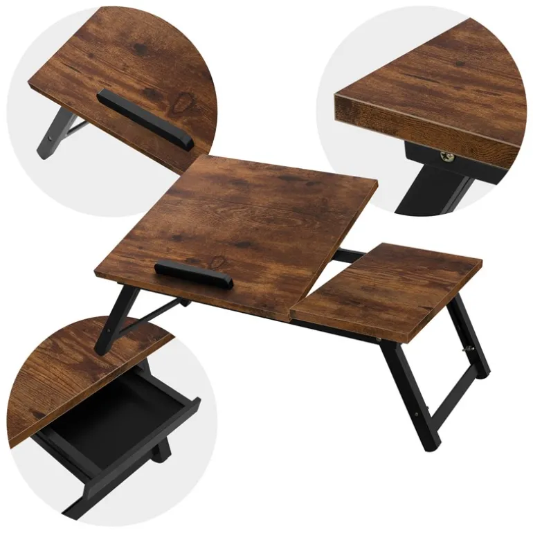 Laptoptisch fürs Bett oder Sofa Vintage Braun aus Holz ML-Design