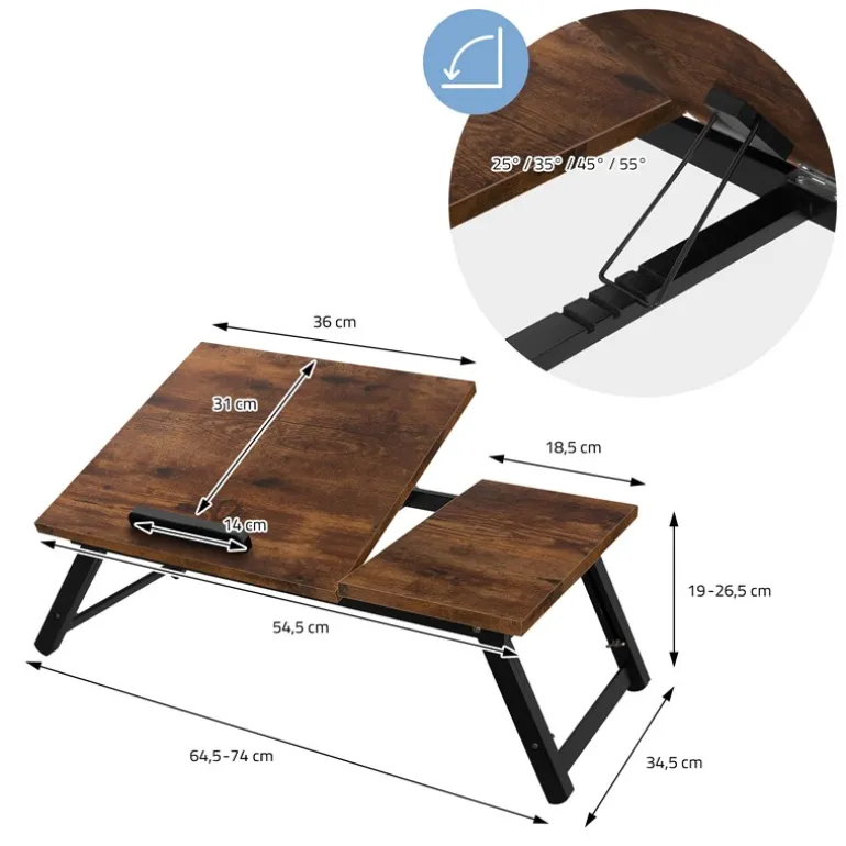 Laptoptisch fürs Bett oder Sofa Vintage Braun aus Holz ML-Design