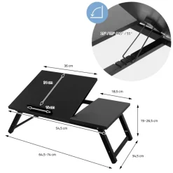 Laptoptisch klappbar Schwarz aus Holz ML-Design