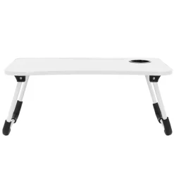 Laptoptisch mit USB-Ports klappbar 60x40 cm Weiß aus MDF inkl. USB Lampe und Ventilator ML-Design