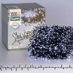 LED Cluster Lichterkette 39m, 3000 LEDs Kaltweiß, mit Timer und 8 Leuchtmodi, IP44 Innen/Außen