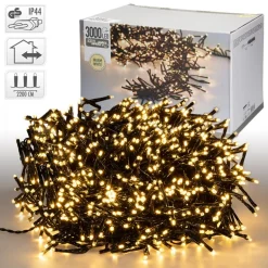 LED Cluster Lichterkette 22 m mit 3000 LEDs Warmweiß IP44