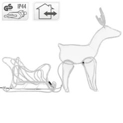 LED Deko Rentier mit Schlitten, warmweiß, 504 LEDs, aus PVC