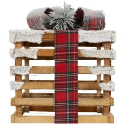 LED Geschenkbox Weihnachtsdeko 3er Set Braun aus Holz batteriebetrieben mit Timer