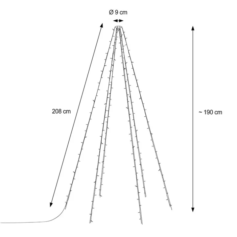 LED Lichterkette Fahnenmastbeleuchtung 208 cm Warmweiß mit 192 LED