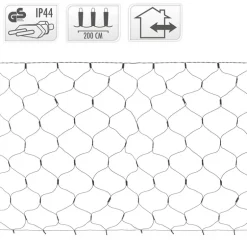 LED Lichternetz 200 cm mit 160 LEDs Kaltweiß IP44