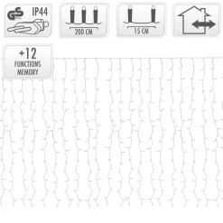 LED Lichtervorhang 2m Kaltweiß mit 240 LED aus PVC