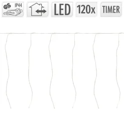 LED Lichtervorhang 3 m mit 120 LEDs Warmweiß IP44 Timer