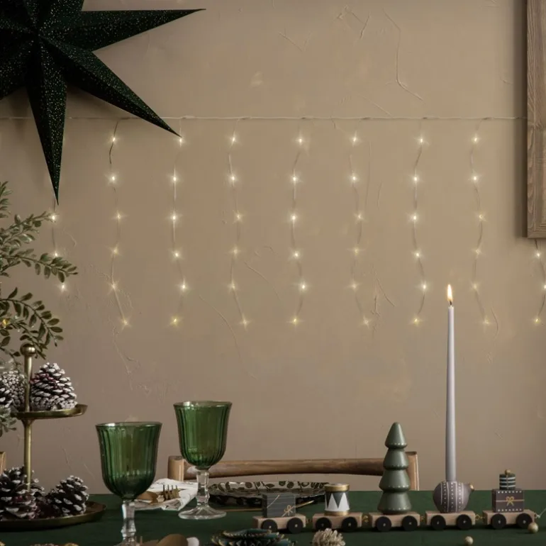 LED Lichtervorhang 3 m mit 120 LEDs Warmweiß IP44 Timer
