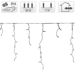 LED Lichtervorhang 3 m mit 90 LEDs Warmweiß IP44