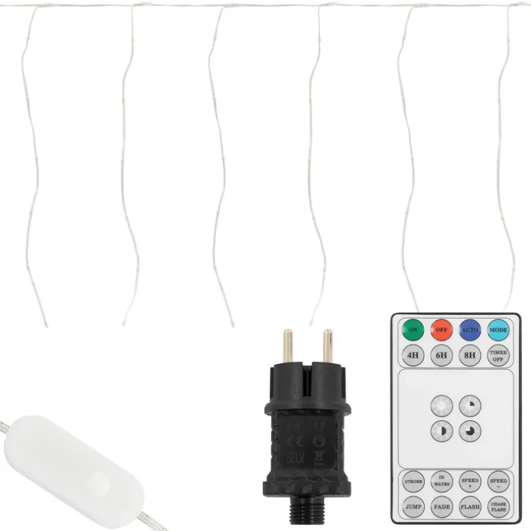 LED Lichtervorhang 6 m mit 240 LEDs Warmweiß IP44 Timer