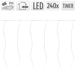 LED Lichtervorhang 6 m mit 240 LEDs Warmweiß IP44 Timer