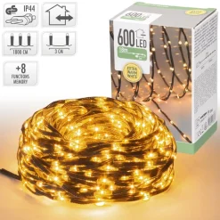 LED Micro Cluster Lichterkette 18 m mit 600 warmweißen LEDs und 8 Funktionen