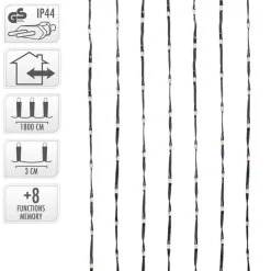 LED Micro Cluster Lichterkette 18 m mit 600 warmweißen LEDs und 8 Funktionen