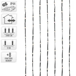 LED Micro Cluster Lichterkette 24 m mit 800 warmweißen LEDs und 8 Funktionen