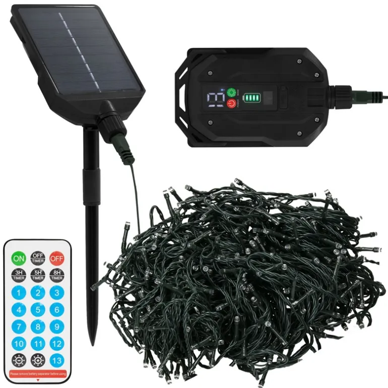 LED Solar Cluster Lichterkette 11 m mit 560 warmweißen LEDs 13 Modi & Timer