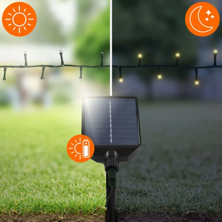 LED Solar Cluster Lichterkette 11 m mit 560 warmweißen LEDs 13 Modi & Timer