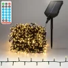 LED Solar Cluster Lichterkette 16 m mit 800 warmweißen LEDs 13 Modi & Timer