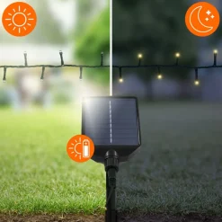 LED Solar Cluster Lichterkette 16 m mit 800 warmweißen LEDs 13 Modi & Timer