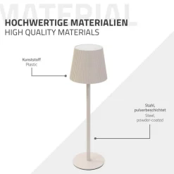 LED Tischlampe kabellos mit Touch, Creme, Ø10x36 cm, Akku Tischleuchte USB-C ML-Design