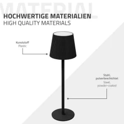 LED Tischlampe kabellos mit Touch, Schwarz, Ø10x36 cm, Akku Tischleuchte USB-C ML-Design