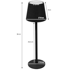 LED Tischlampe kabellos mit Touch, Schwarz, Ø10x36 cm, Akku Tischleuchte USB-C ML-Design