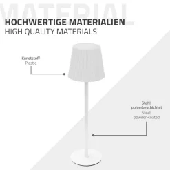 LED Tischlampe kabellos mit Touch, Weiß, Ø10x36 cm, Akku Tischleuchte USB-C ML-Design