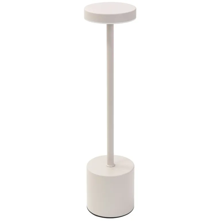 LED Tischlampe kabellos mit Touch, Creme Ø8x34,5cm Akku Tischleuchte USB-C ML-Design