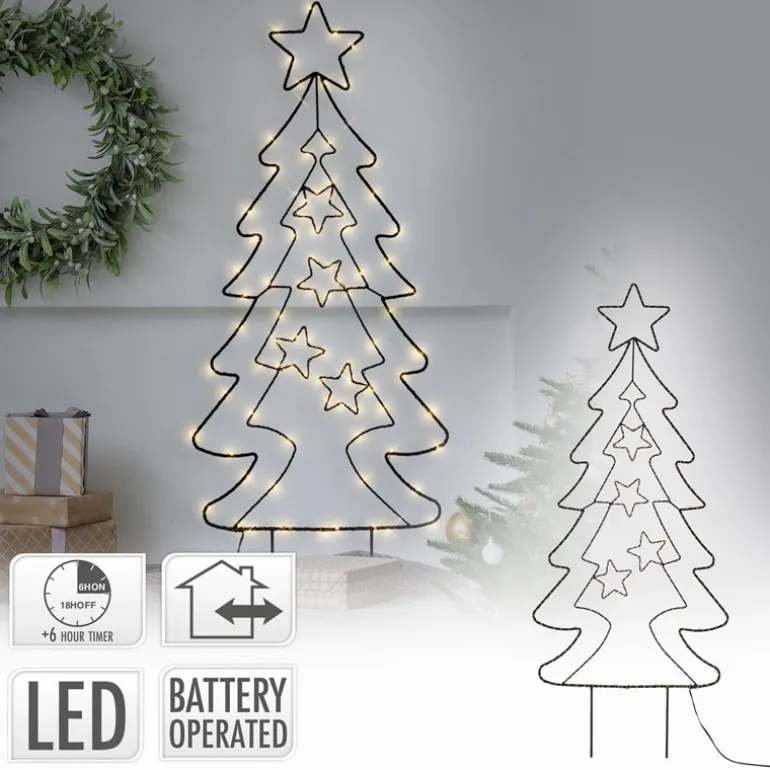 LED Weihnachtsbaum 87 cm mit 90 Warmweißen LEDs aus Metall