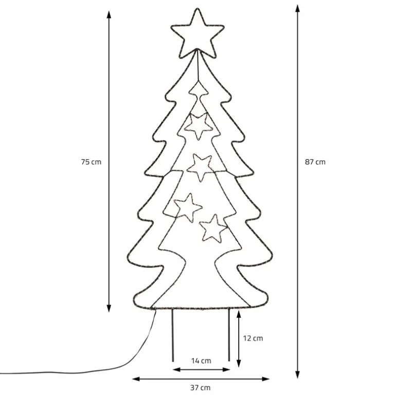 LED Weihnachtsbaum 87 cm mit 90 Warmweißen LEDs aus Metall