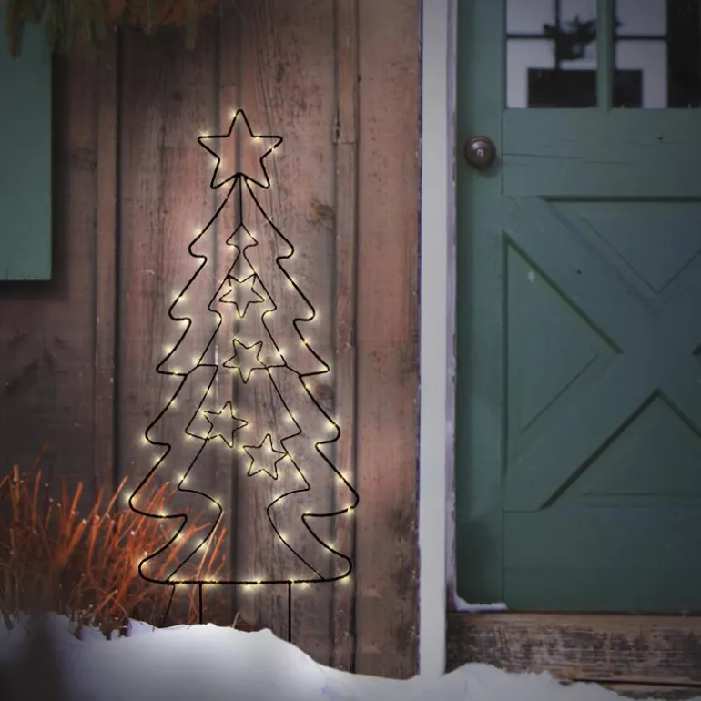 LED Weihnachtsbaum 87 cm mit 90 Warmweißen LEDs aus Metall