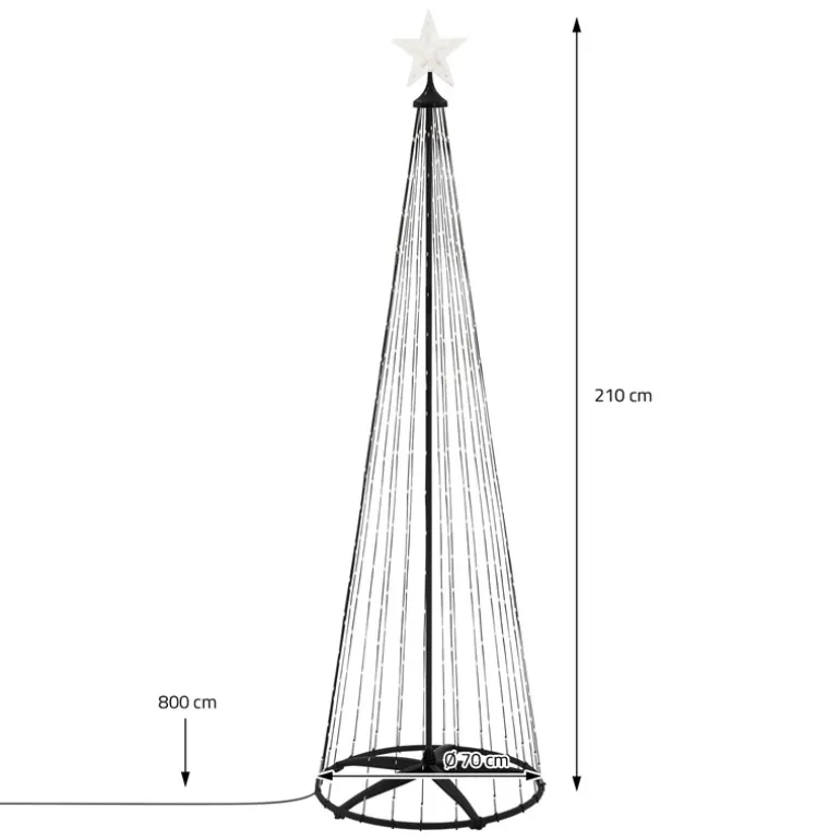 LED Weihnachtsdeko Baum Außen 210 cm mit 370 warmweißen LEDs