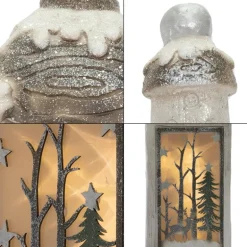 LED Weihnachtslaterne Warmweiße LED-Beleuchtung 60 cm aus Polyresin