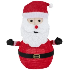 LED Weihnachtsmann 68cm hoch mit Mütze, Bart & Handschuhen Gartenfigur Weihnachtsdeko mit 30 warmweißen LEDs