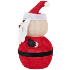 LED Weihnachtsmann 68cm hoch mit Mütze, Bart & Handschuhen Gartenfigur Weihnachtsdeko mit 30 warmweißen LEDs