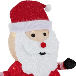 LED Weihnachtsmann 68cm hoch mit Mütze, Bart & Handschuhen Gartenfigur Weihnachtsdeko mit 30 warmweißen LEDs