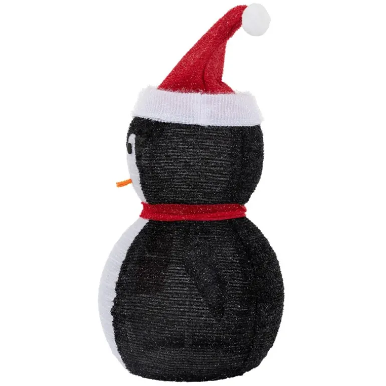 LED Weihnachtspinguin 68cm hoch mit Mütze und Schal Gartenfigur Weihnachtsdeko mit 30 warmweißen LEDs