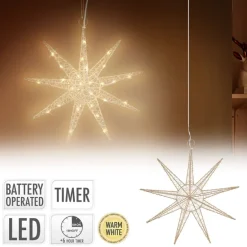 LED Weihnachtsstern 30 cm Gold aus Metall mit warmweißen LEDs